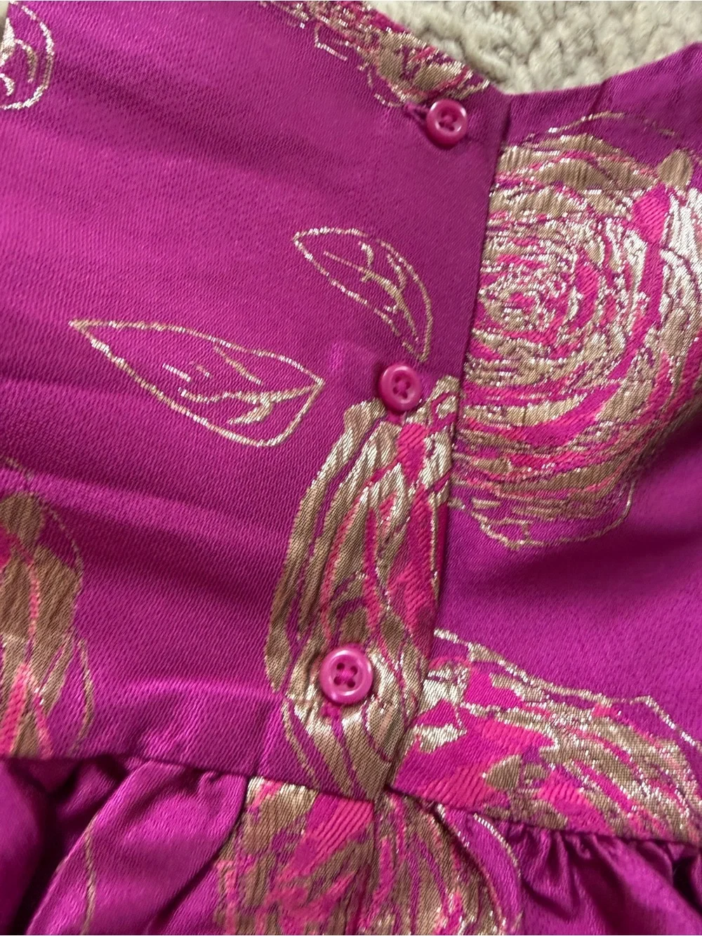 The Children's Place Fuchsia Floral Metallic Rose Dress 18-24 months 2pc nwt